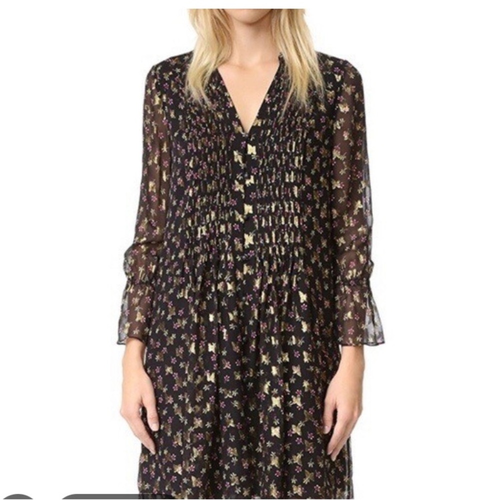 Diane Von Furstenberg Silk and metallic shirt dress